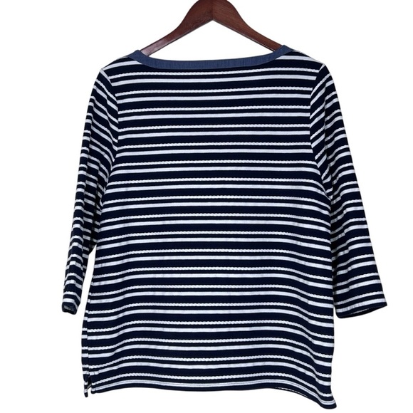TALBOTS Navy Blue and White Striped Nautica Harbor 3/4 Sleeves Top Women's XL - Picture 2 of 16